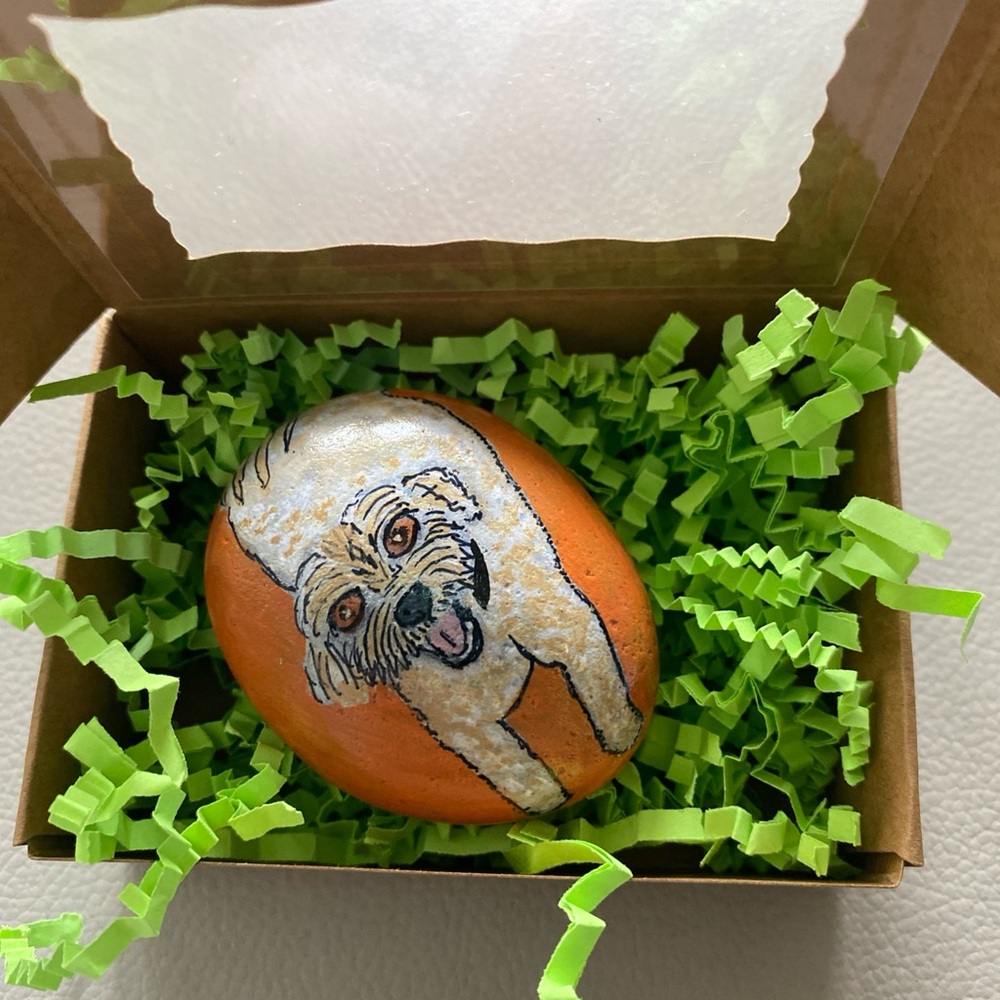 Rock Art Hand-Painted Dog Art cockapoo